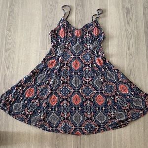 Beautiful boho style skater dress with spaghetti straps, v necklinesStrappy back